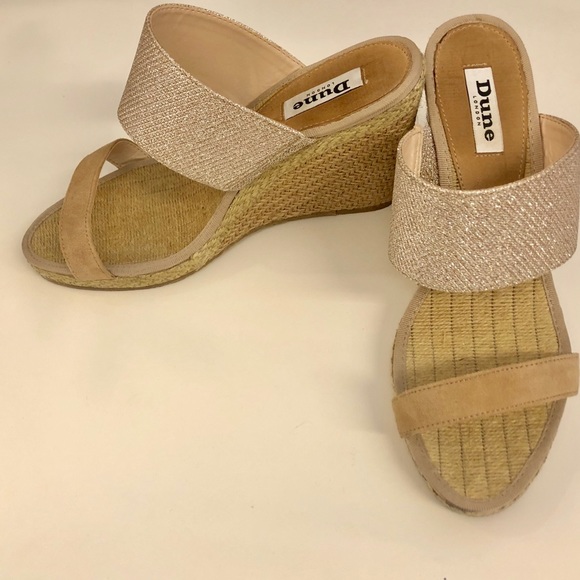 Dune London Shoes - Strappy nude gold espadrille wedges BRAND NEW